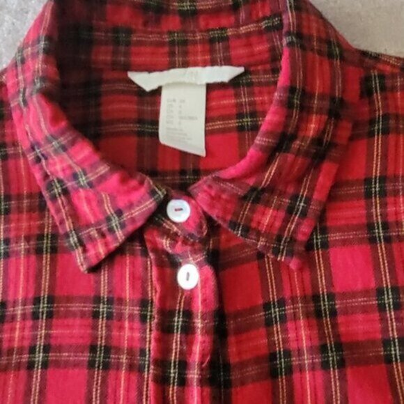 H&M Flannel Plaid Button Down Shirt Women's Size 6 - Picture 2 of 5